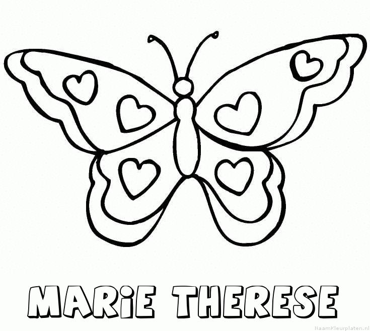 Marie therese vlinder hartjes kleurplaat